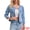 Light Blue, variant on DARING DIVA Women's Collarless Cardigan 3/4 Sleeve Jean Jacket L Light Blue