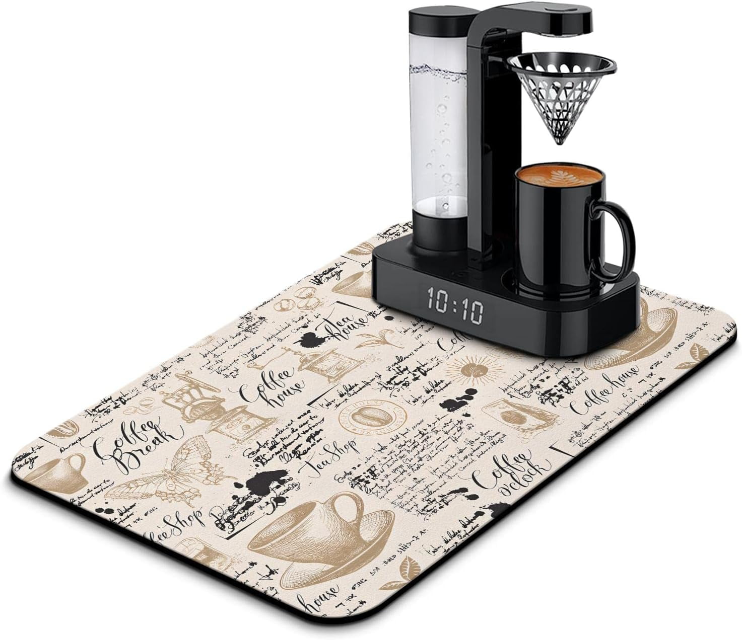Coffee Bar Mat Accessories for Countertop Absorbent Hide Stain Rubber
