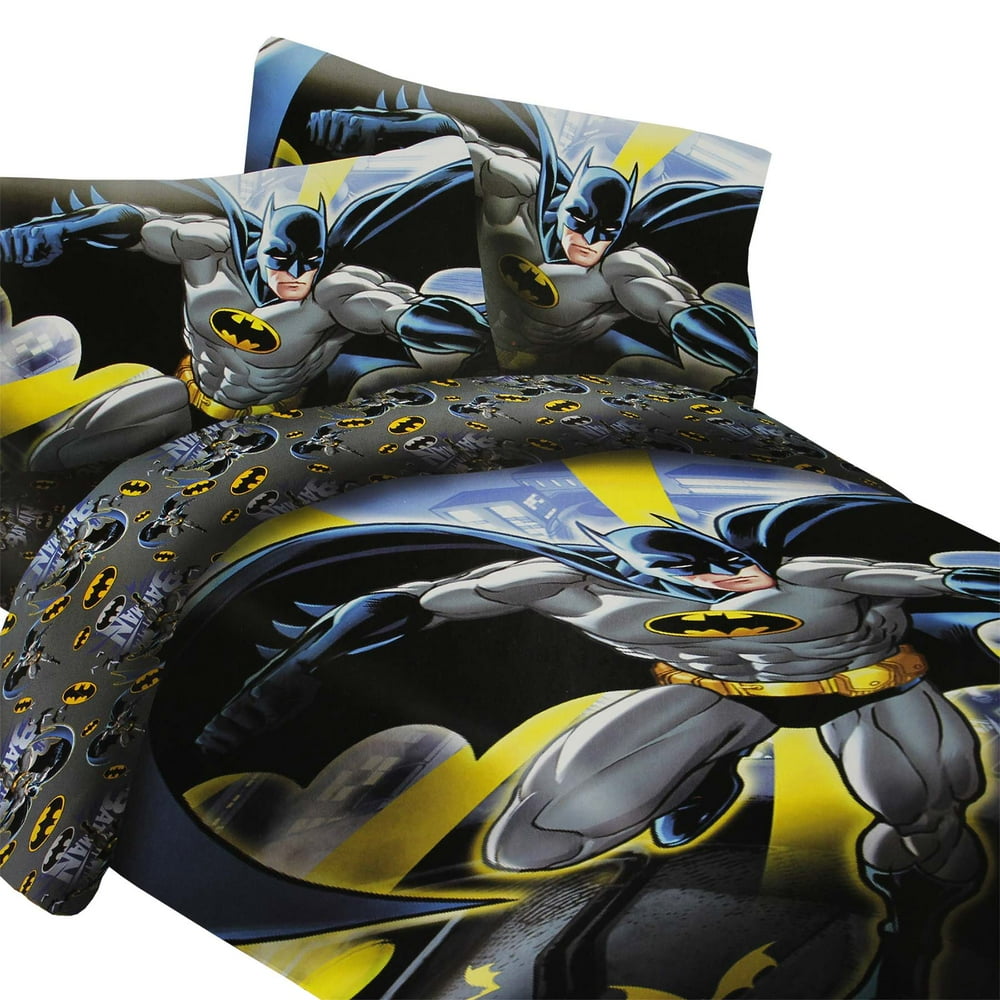 DC Comics Batman Comforter Set Gotham City Comforter Fitted Sheet and Pillowcase