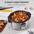 thumbnail image 2 of FOHERE 6 Qt Slow Cooker, Dishwasher Safe Ceramic Pot & Tempered Glass Lid, Adjustable Temperature & Cooking Times, 2 of 6