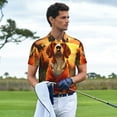 thumbnail image 3 of Fotbe Sunset Meditating Dog Pattern Men’s Golf Polo Shirt – Breathable Performance Golf Shirt with Button-Down Collar-X-Large, 3 of 6