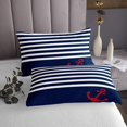 thumbnail image 3 of Erosebridal Geometric Striped Coverlet Set Queen, Vintage Anchor Bedding Set, Ocean Themed Decor 3pcs, 3 of 5