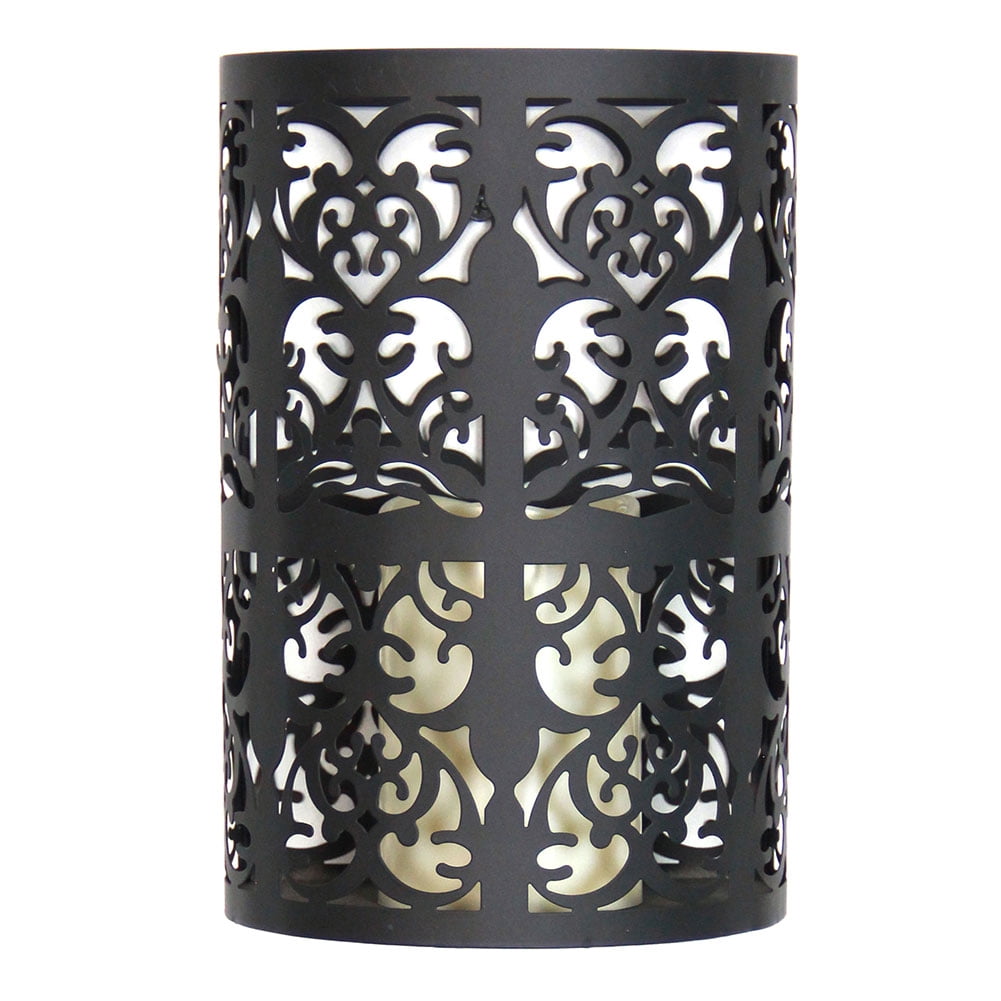 Metal Flameless LED Candle Wall Sconce, Black, 6.5x4.25x9.75H