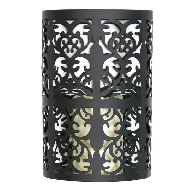 Metal Flameless LED Candle Wall Sconce, Black, 6.5x4.25x9.75H Walmart