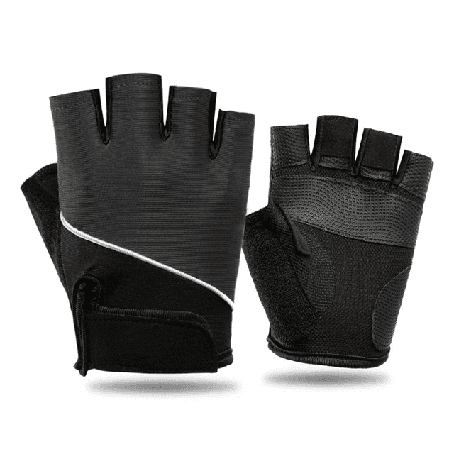 Guantes de levantamiento de pesas negros y grises para hombres y mujeres - Guantes de ejercicio transpirables con medio dedo