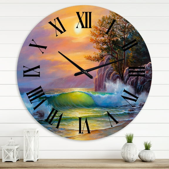 Designart 1 in Quartz Coastal Wall Clock