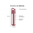 thumbnail image 2 of Botella De Vidrio Para Agua Bebidas Tapa De Bambu Silicona Xtellar Color Rosa, 2 of 4