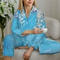 thumbnail image 6 of Hirioo Hanging Orchids Floral Blue for Women's Pajama Sets 2 Piece Pjs Women's Long-Sleeved Pajama Set Button Down Sleepwear,S-XXL-Large, 6 of 7