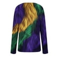 thumbnail image 4 of TrendVibe365 Mardi Gras Womens Long Sleeve Tops Plus Size Dressy Plus Size Crew Neck Polyester Casual Mask Printed Mardi Gras Celebrations Blouse Tops for Mardi Gras Event Purple M, 4 of 4