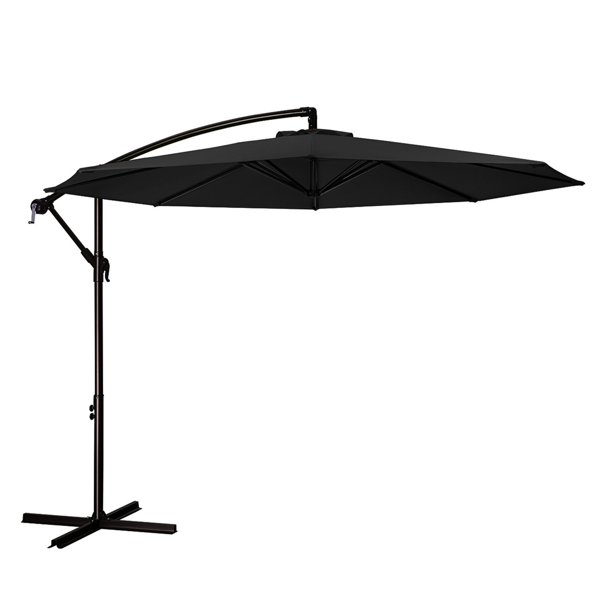 Serwall 10' Outdoor Hanging Offset Cantilever Umbrella for Patio, Black