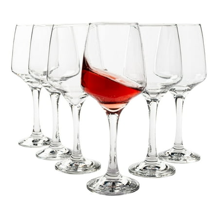 Vikko 12.75 oz Wine Glass Set of 6, Clear, Thick Durable Glassware for Everyday Use, Parties & Entertaining, Dishwasher Safe, 2.5 inch Diameter
