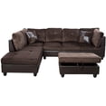 thumbnail image 3 of Ainehome 103.5" W Sectional Sofa, Chocolate Microfiber Living Room Set, 3 of 6