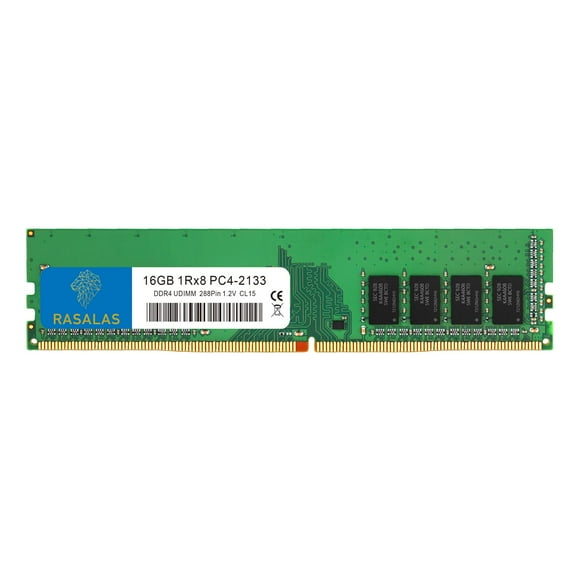RASALAS 16GB DDR4 2133MHz PC4-17000 Non-ECC Unbuffered 1.2V CL15 1Rx8 Single Rank 288 Pin UDIMM Desktop Memory RAM Module Upgrade