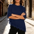 thumbnail image 5 of Ladies Tshirts Short 1/2 Sleeve Tops for Women Lace Spandex Loose Fit Plain Summer Fall Shirts 2026, 5 of 9