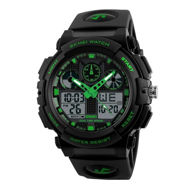 SKMEI Watch Analog Digital Display Watch 50-meter Waterproof watch digital watch Sports Wristwatch Men's Accessory, Green