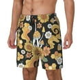 thumbnail image 2 of Uemuo Mushrooms Honeycomb Pattern Mens Swim Trunks Quick Dry Board Shorts with Mesh Lining, Stretch Beach Shorts Quick Dry No-Chafing Board Shorts-, 2 of 9