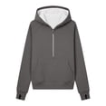thumbnail image 5 of OOOUM Girls Half Zip Hoodie Raglan Sleeve Thumb Holes Kangaroo Pocket Solid Color Loose Fit Soft Warm Sweatshirt Top,6-7 years, 5 of 5