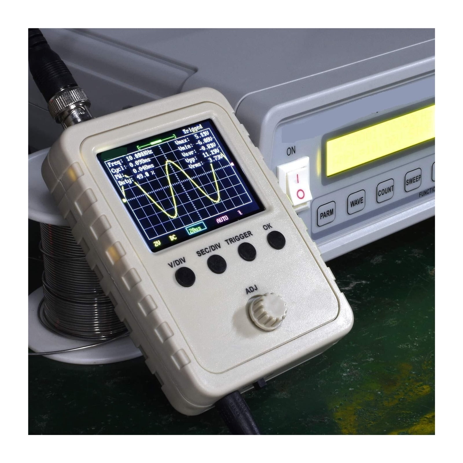 Digital Oscilloscope Kit 0-200KHz Bandwidth and 1M Sampling Rate with Power Supply and BNC-Clip Cable Probe ,Professional Designed