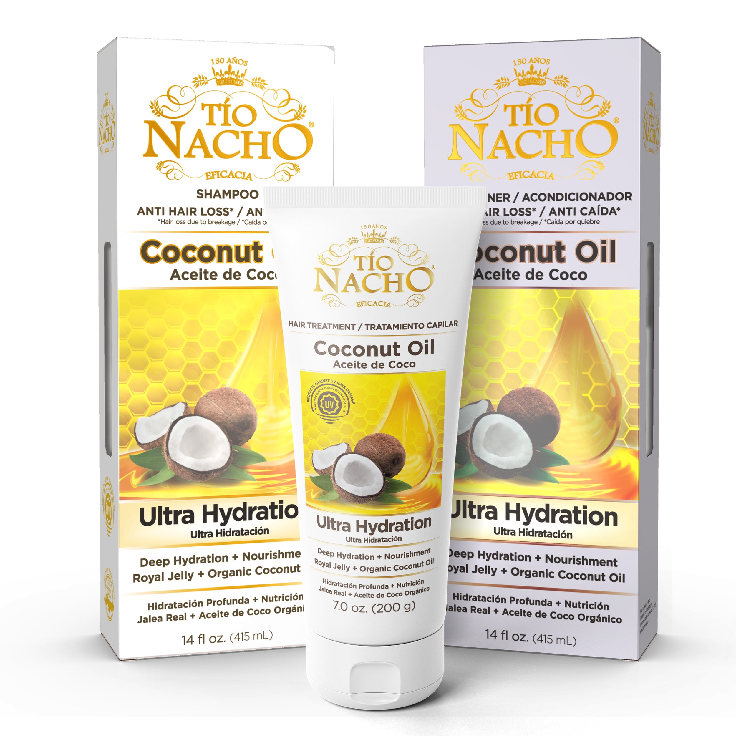 Tio Nacho Coconut Oil Bundle: Shampoo, Conditioner and Treatment - Value Pack of 3