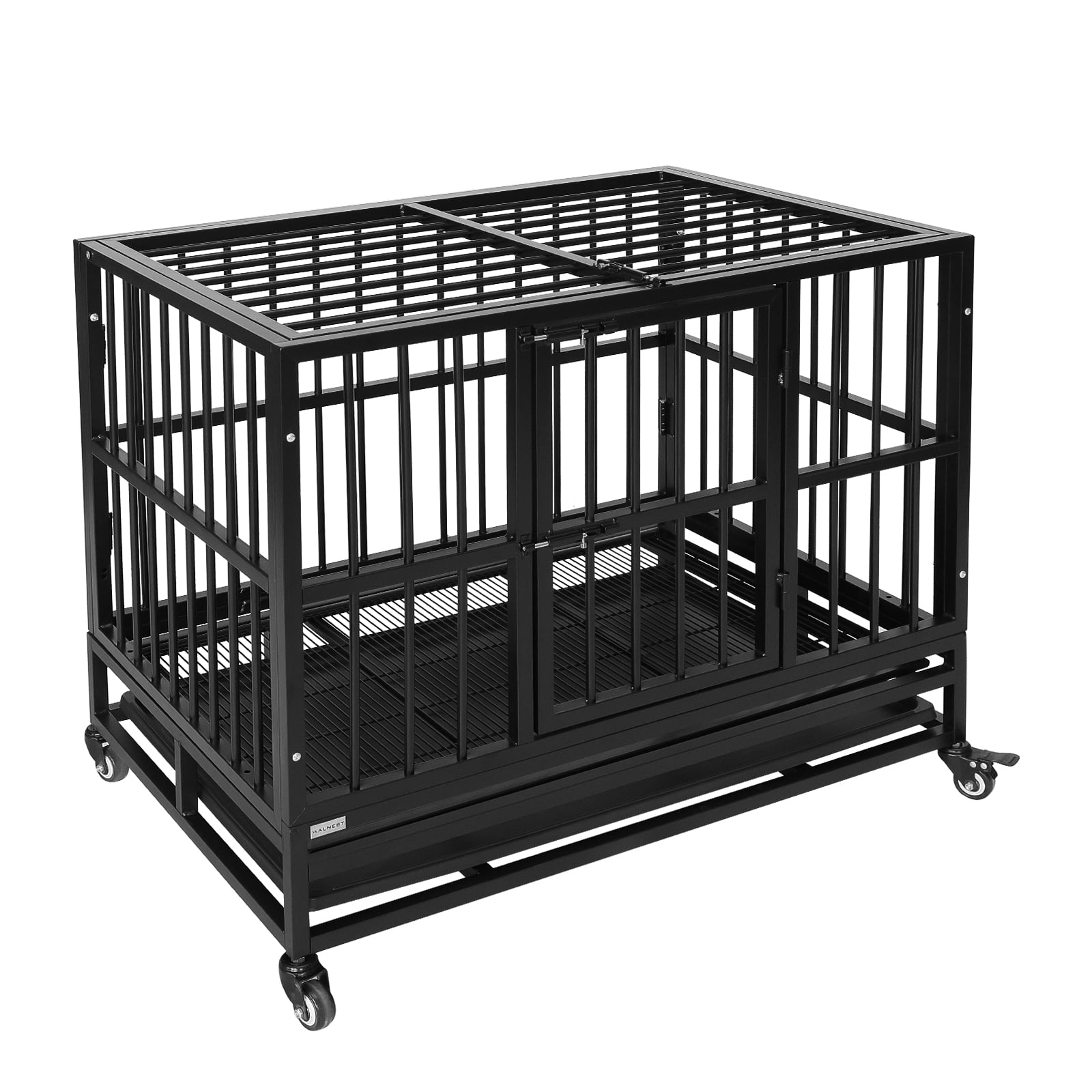 Walnest 36in Medium Modern Heavy Duty Dog Crate Dog Kennel Iron Fence Portable with Tray