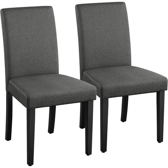 Dining Chairs Set of 2 Fabric Upholstered Parson Kitchen Chairs with Padded Seat and Solid Wood Legs for Dining Room/Restaurant, Dark Gray
