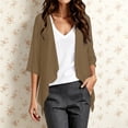 thumbnail image 2 of DeHolifer Cardigans for Women Summer Kimono 3/4 Sleeve Chiffon Cardigan Loose Puff Sleeve Cover up for Dress Khaki L, 2 of 7