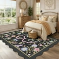thumbnail image 4 of Garvee 9'x12' Snake Floral Area Rug Scalloped Rug, Machine Washable Farmhouse Indoor Carpet Non-Slip Low Pile Accent Rug for Living Room Bedroom Dining Room， Black, 4 of 8