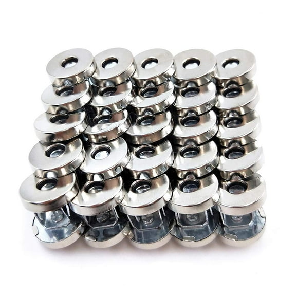 50 Sets Silver Magnetic Snap Buttons for Purses Handbags Clothes Sewing Craft DIY No Tools Needed 14mm Fasteners, Silver