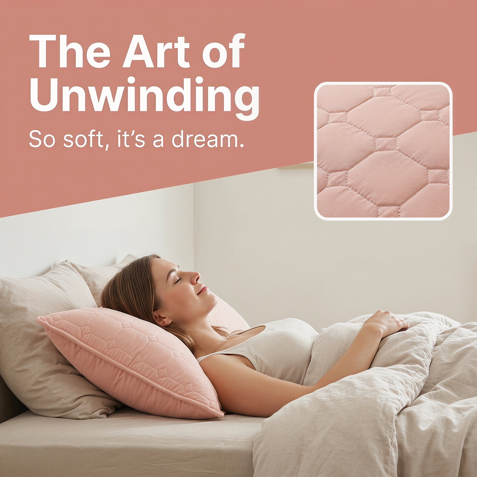Unique Bargains Quilted Cotton Covers Pillow Protectors with Envelope Standard Size Pink