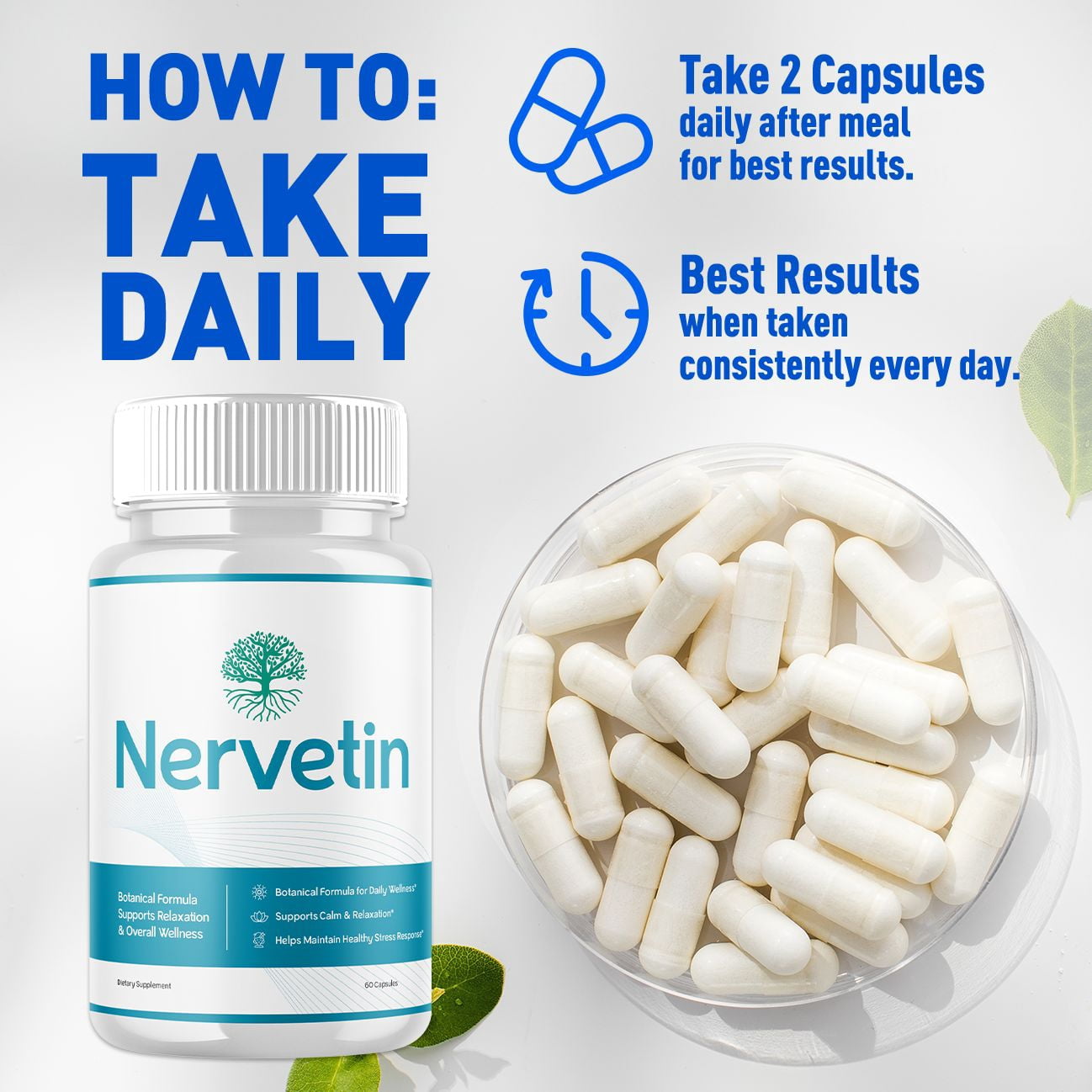 Nervetin Advanced Nerve Health Support Pills Natural Vitamin Supplement 180 Capsules