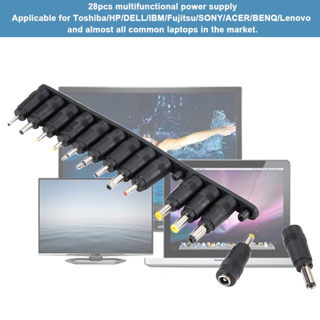 28pcs Multifunctional Power Supply Power Adapter For Universal Notebook Laptop,5.5 X 2.1mm Female Can Be Converted Into 28 Models Of Other Brands And Equipped With Multi-function