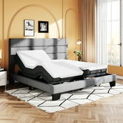 SHA CERLIN Upholstered Split King Size Ergonomic Adjustable Bed Frame with Motor 1.0, Motorized Head, Foot Incline & Wireless Remote Control, Adult