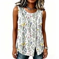 thumbnail image 6 of NTACZA Button Down Womens Tops Ditsy Floral Casual Crew Neck Tank Tops Sleeveless Relaxed Vacation Size L, 6 of 6