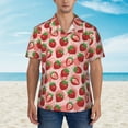 thumbnail image 2 of Sikiie Cute Strawberry Print Men's Hawaiian Shirt, Summer Beach Button Pocket Short Sleeve T-Shirt,Medium, 2 of 7
