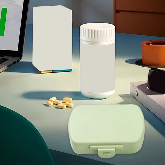 Fiudx Organizador Portátil de Vitaminas, Diseño de 6 Compartimentos, Plástico Resistente a La Humedad, Compacto y Ligero, Ideal para Viajes y Uso Diario, Color Verde, Amarillo, Azul y Rosa, Tamaño 9