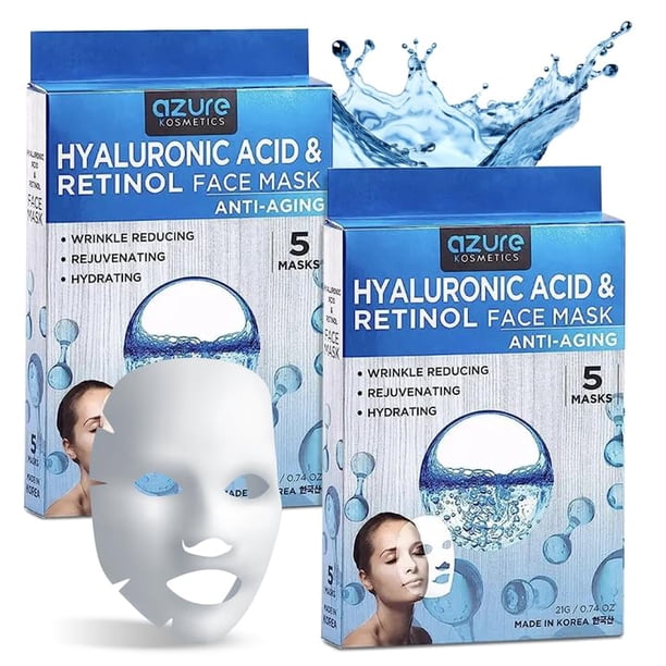 Mascarilla facial Azure Cosmetics con ácido hialurónico y retinol antienvejecimiento