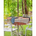 thumbnail image 3 of Orange Abstract Outdoor Tablecloth with Umbrella Hole and Zipper 60" Round Table Cover Geometric Art Impressionist Style Waterproof Tabletop Collection for Patio Garden Picnic Camping, 3 of 6