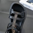 thumbnail image 4 of Floleo Girls Gladiator-Style Open-Toe Sandals, Dual Adjustable Hook-and-Loop Straps, Three-Tone Non-Slip Soft Sole Summer Footwear(Black,4.5-5 Years), 4 of 8