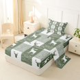 thumbnail image 2 of Castle Fairy Wood Grain Moose Twin Sheets 3pcs,Geometric Plaid Bedding,Sage Off White,1 Fitted Sheet, 1 Flat Sheet and 1 Pillowcase, 2 of 6