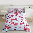 thumbnail image 2 of Homewish Cartoon Cherry Fruit Queen Comforter Set for Kids, Blue Red Bowknot Bedding Sets, Kawaii Flower Floral Reversible Bedding Comforter Set, Ultra Soft Bedroom Decor, 3pcs, 2 of 8