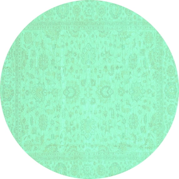 Ahgly Company Indoor Round Oriental Turquoise Blue Traditional Area Rugs, 6' Round