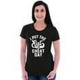 thumbnail image 4 of I Put Eat In Cheat Day Funny Foodie Womens Fitted Plus Size Graphic Tee Brisco Brands 2X, 4 of 5
