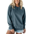 thumbnail image 2 of Akafmk Womens Long Sleeve Maternity Tops,Womens Maternity Solid Color Ribbed Pockets Long Sleeve Crew Neck Loose Fitting Hoodie Pregnancy Tops, 2 of 3