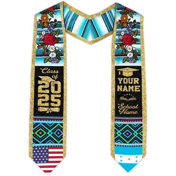 Honduran Graduation Sash, Custom Honduran American Flag Graduation Sash 2025, Honduras Graduation Stole