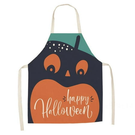 

Halloween Apron Pumpkins Funny Composition Traditional Celebration Witches Hat Broomstick Unisex Kitchen Bib with Adjustable Neck for Cooking Gardening Aprons