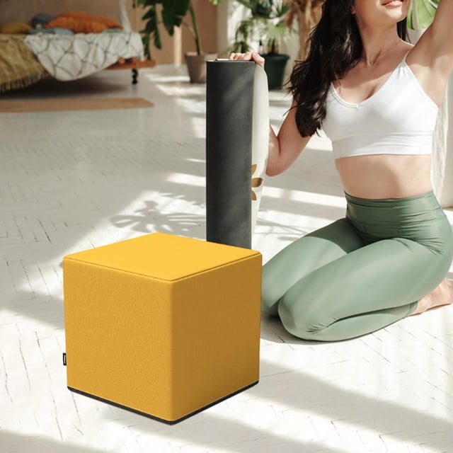 Taburete de cubo de bloques de para estirar el portátil práctico de de apoyo cuadrado de ejercicio para el gimnasio de Pilates Home Amarillo