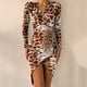 thumbnail image 5 of Vestido sexy fruncido a la moda para mujer, vestido con escote en V profundo, vestido de manga larga irregular para cenas, fiestas, banquetes, vestidos ajustados, vestido de discoteca, 5 of 5
