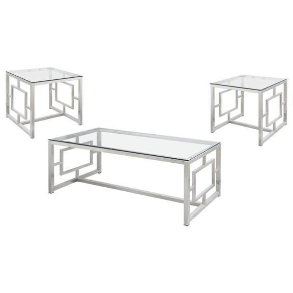 Merced 3-piece Rectangular Coffee and End Table Set Nickel