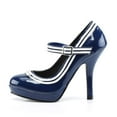 thumbnail image 5 of YDN Women Classic Platform Round Closed Toe Pumps Single Buckle Strap Spool High Heel Mary Jane Office Formal Wear Dressy Shoes Size 8.5 Navy, 5 of 5