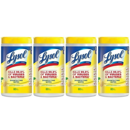 Lysol Disinfecting Wipes, Lemon & Lime Blossom 80 ct (Pack of 4)